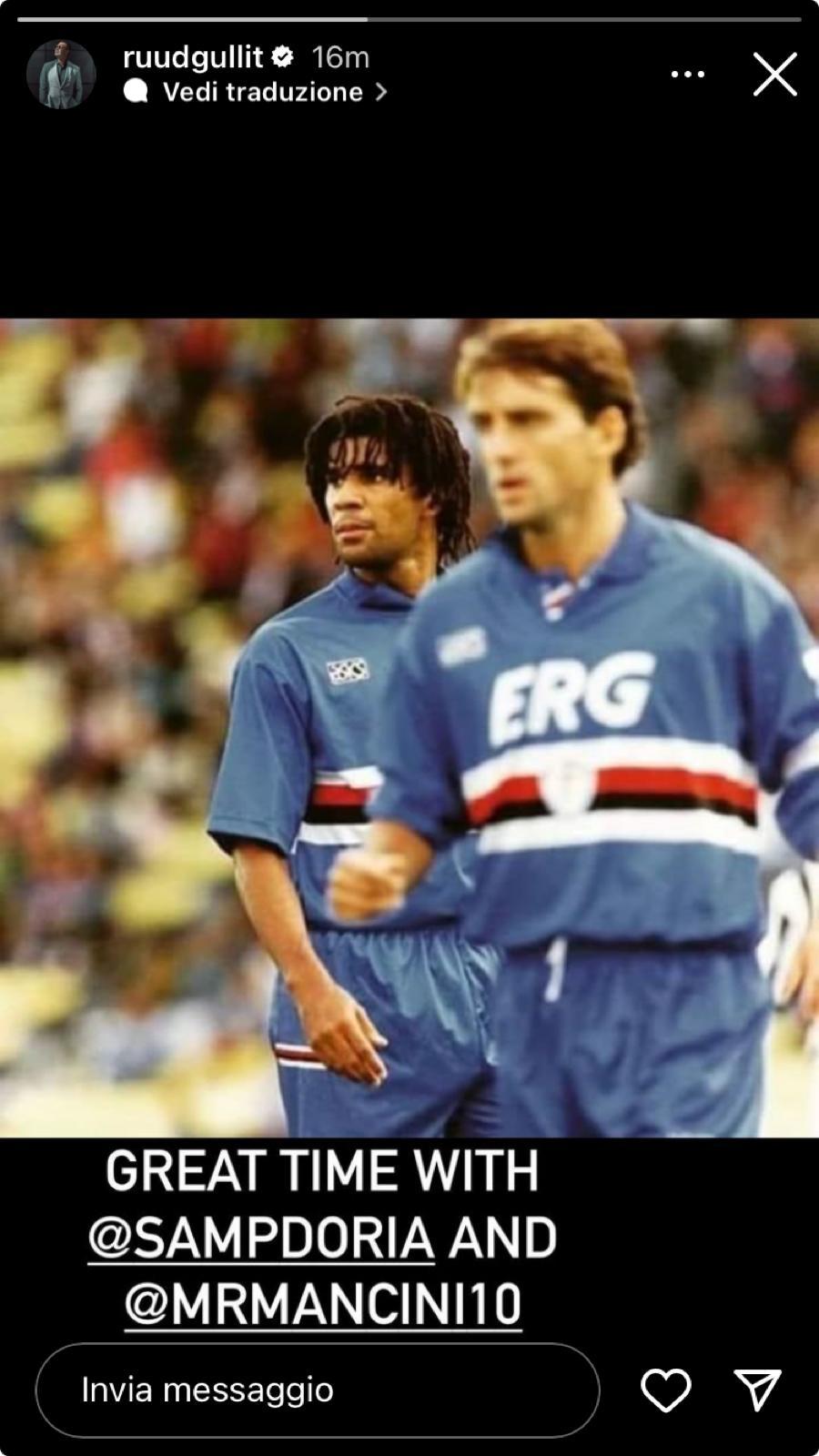 Social Sampdoria Ruud Gullit Che Coppia Con Mancini La Foto