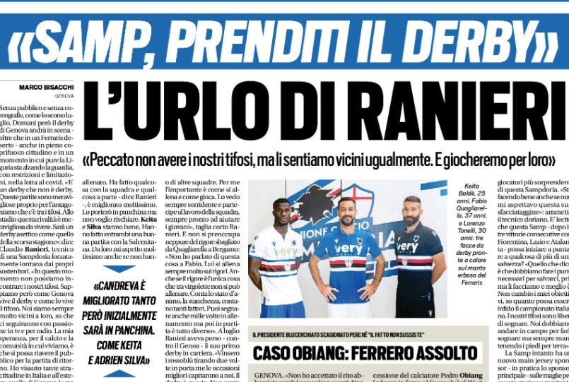 sampdoria genoa derby ranieri intervista tuttosport