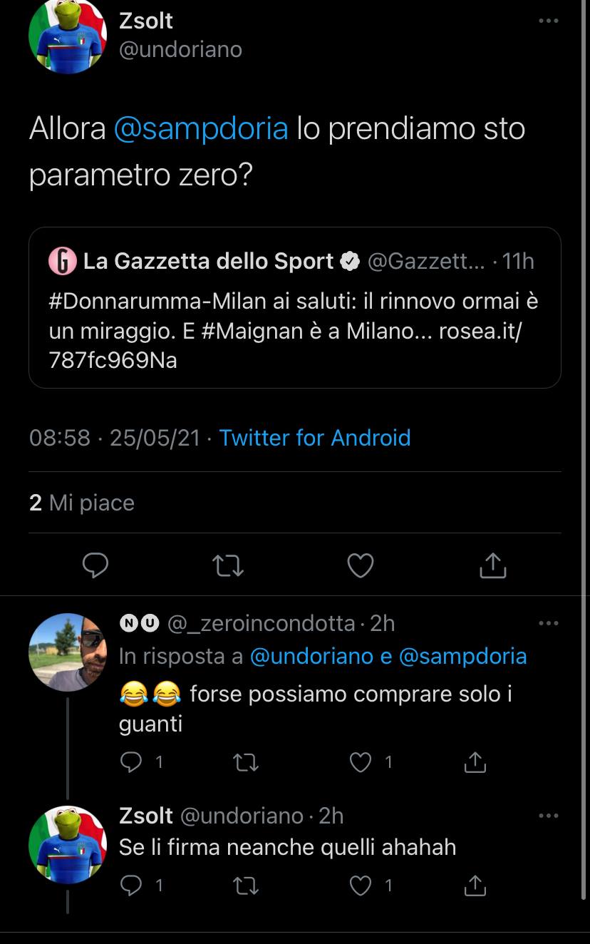 risposta tweet tifoso Sampdoria