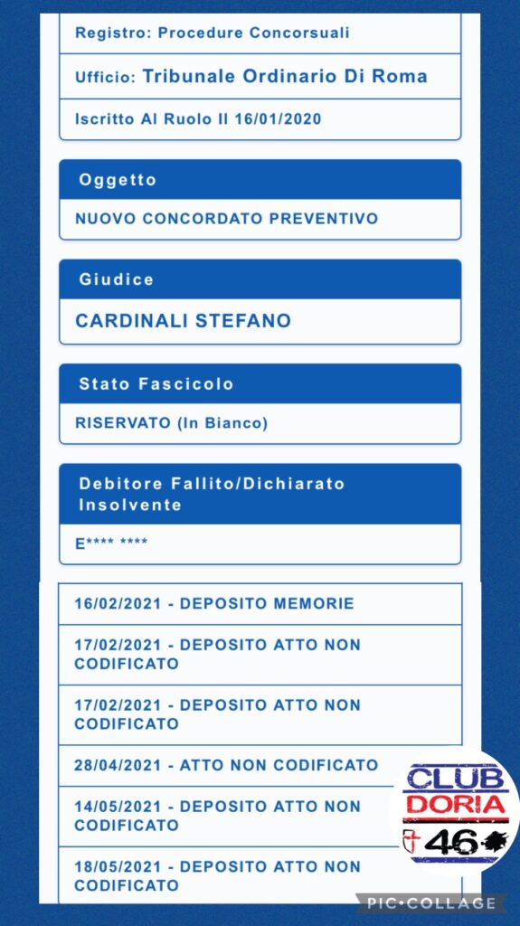 sampdoria concordati ferrero tribunale