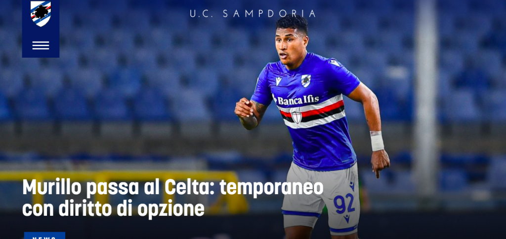 Calciomercato Sampdoria Murillo Celta Vigo