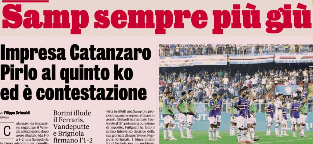 sampdoria catanzaro gazzetta pirlo