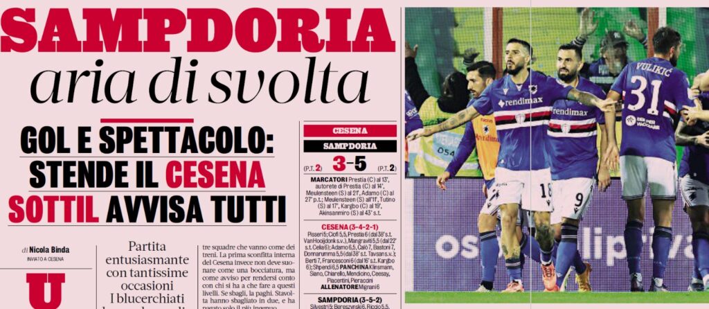 sampdoria cesena gazzetta